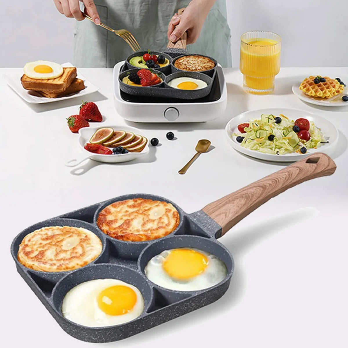 34471-16 Αντικολλητικό Τηγάνι 4 Θέσεων για Πρωινό