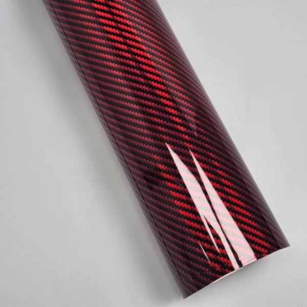 50x100cm Διακοσμητική Επιμεταλλωμένη Αυτοκόλλητη Μεμβράνη Carbon Μαύρη-Κόκκινο Ρολό W17911R