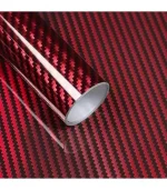 50x100cm Διακοσμητική Επιμεταλλωμένη Αυτοκόλλητη Μεμβράνη Carbon Μαύρη-Κόκκινο Ρολό W17911R