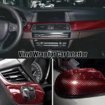 50x100cm Διακοσμητική Επιμεταλλωμένη Αυτοκόλλητη Μεμβράνη Carbon Μαύρη-Κόκκινο Ρολό W17911R