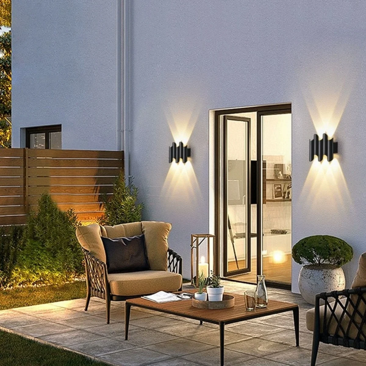 Μοντέρνο Εξωτερικό Διακοσμητικό Φωτιστικό Τοίχου 7W 3000K 85-265V Θερμός+RGB Φωτισμός ZJD-008 Μαύρο