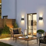 Μοντέρνο Εξωτερικό Διακοσμητικό Φωτιστικό Τοίχου 7W 3000K 85-265V Θερμός+RGB Φωτισμός ZJD-008 Μαύρο