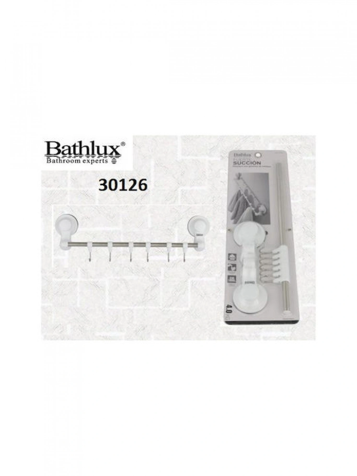 Άγκιστρο Μπάνιου Μονό με Βεντούζα 42.2x12.8cm Bathlux Άγκιστρο Μπάνιου Μονό με Βεντούζα 42.2x12.8cm Bathlux