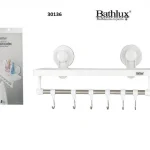 Ράφι με Άγκιστρα Μπάνιου 6 Θέσεων με Βεντούζα Λευκό Bathlux 30136