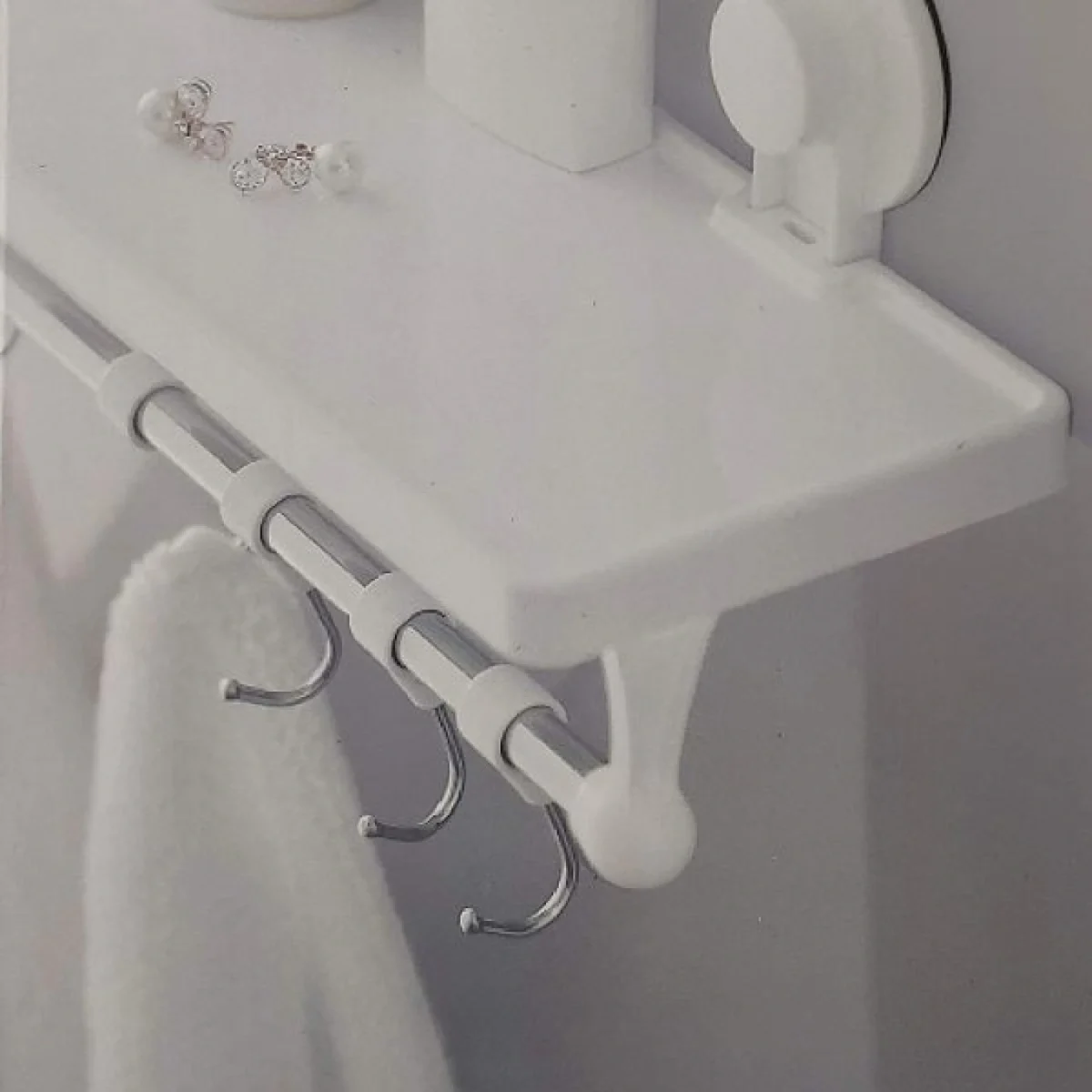 Ράφι με Άγκιστρα Μπάνιου 6 Θέσεων με Βεντούζα Λευκό Bathlux 30136