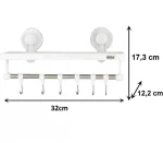 Ράφι με Άγκιστρα Μπάνιου 6 Θέσεων με Βεντούζα Λευκό Bathlux 30136