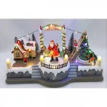 Χριστουγεννιάτικο Διακοσμητικό Φωτιζόμενο Χωριό με Άγιο Βασίλη 32.5x18.5x17cm