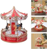 Χριστουγεννιάτικο Καρουζέλ με Αλογάκια, Φωτισμό LED, Κίνηση & Μουσική 19x19x23cm