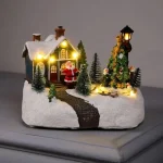 Χριστουγεννιάτικο Φωτιζόμενο Χιονισμένο Χωριό με Άγιο Βασίλη, Δέντρο με Κίνηση & Μουσική 19x13.5x15.5cm