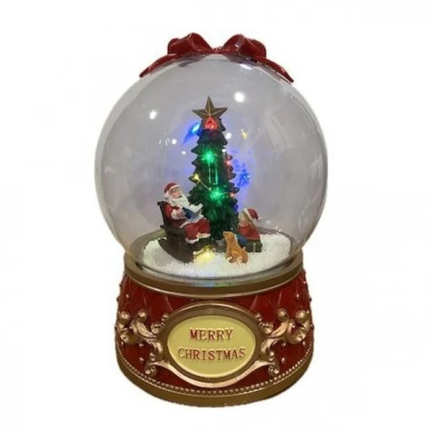 Χριστουγεννιάτικη Γυάλινη Χιονόμπαλα με LED Φωτισμό & Μουσική 20x20x29cm