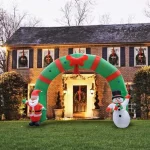 270x300x90cm Φουσκωτή Χριστουγεννιάτικη Αψίδα με Άγιο Βασίλη και Χιονάνθρωπο