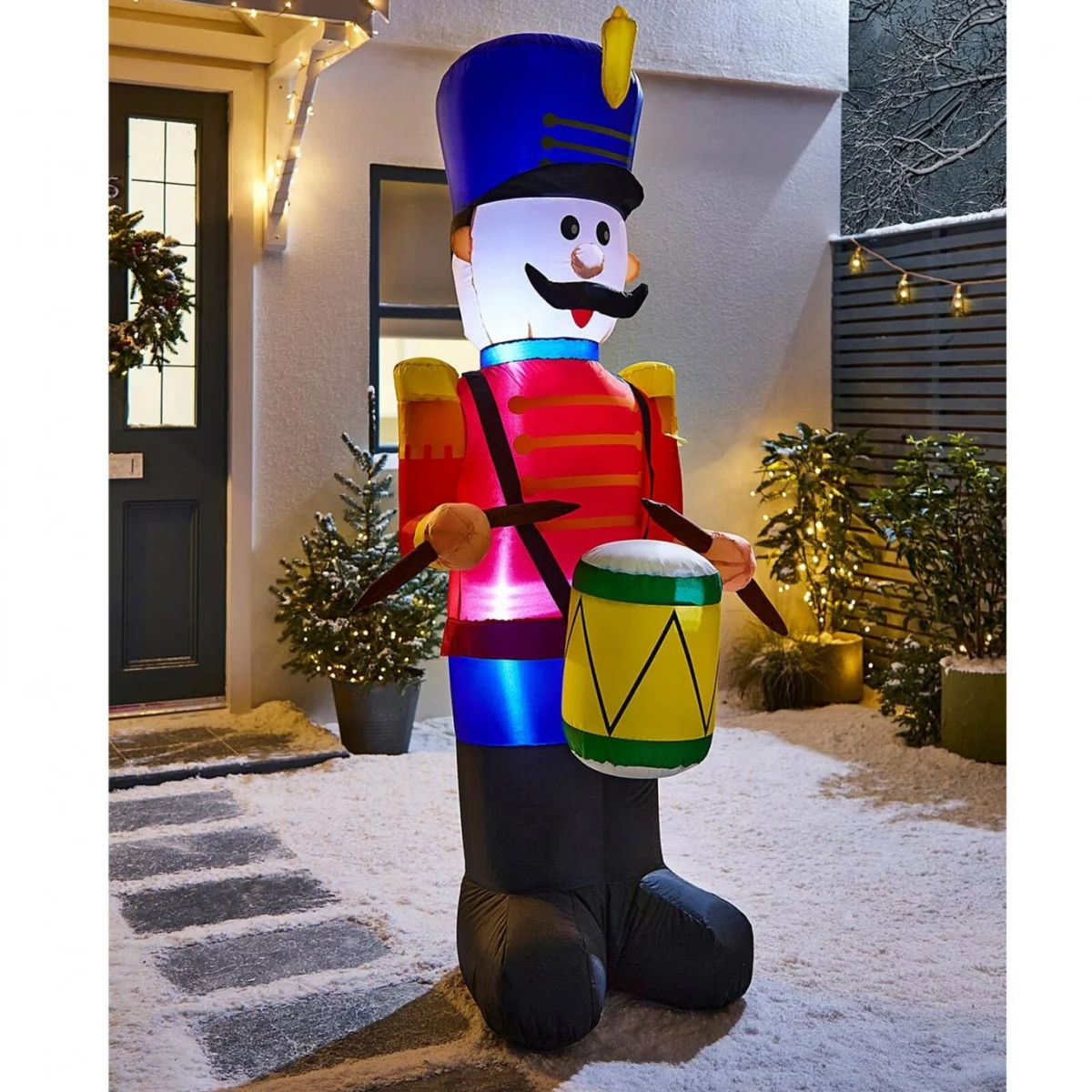 240εκ Χριστουγεννιάτικος Φουσκωτός Φωτιζόμενος Διακοσμητικός Στρατιώτης Καρυοθραύστης Ρεύματος