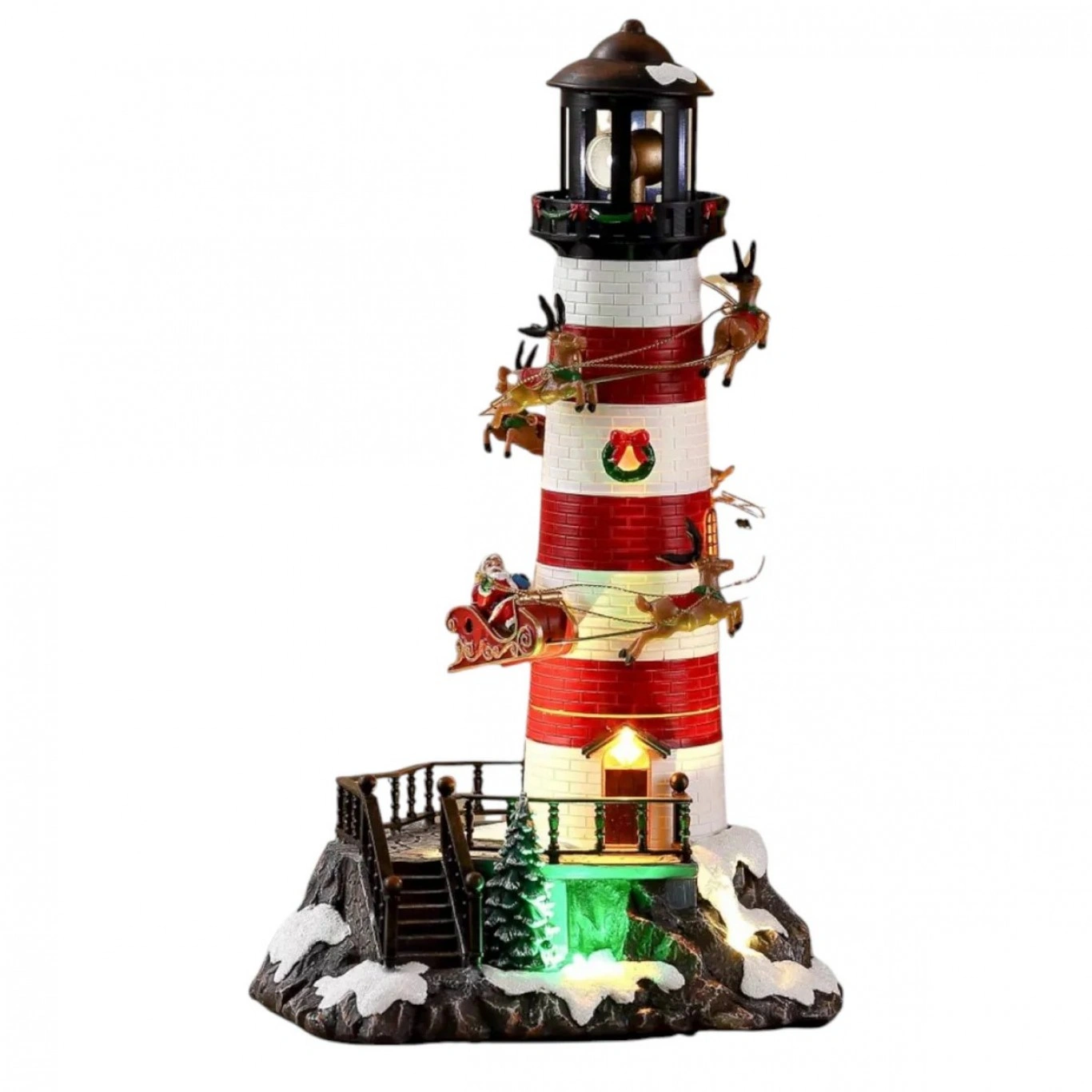 Χριστουγεννιάτικος Φάρος με Κινούμενους Ταράνδους, Φωτισμό Led & Μουσική 15.5x35x15.5 cm Χριστουγεννιάτικος Φάρος με Κινούμενους Ταράνδους, Φωτισμό Led & Μουσική 15.5x35x15.5 cm