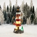 Χριστουγεννιάτικος Φάρος με Κινούμενους Ταράνδους, Φωτισμό Led & Μουσική 15.5x35x15.5 cm