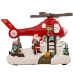 Χριστουγεννιάτικο Διακοσμητικό Άγιος Βασίλης με Ελικόπτερο, Φωτισμό & Μουσική 25.5x18x18cm