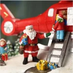 Χριστουγεννιάτικο Διακοσμητικό Άγιος Βασίλης με Ελικόπτερο, Φωτισμό & Μουσική 25.5x18x18cm