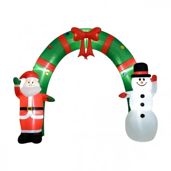 270x300x90cm Φουσκωτή Χριστουγεννιάτικη Αψίδα με Άγιο Βασίλη και Χιονάνθρωπο