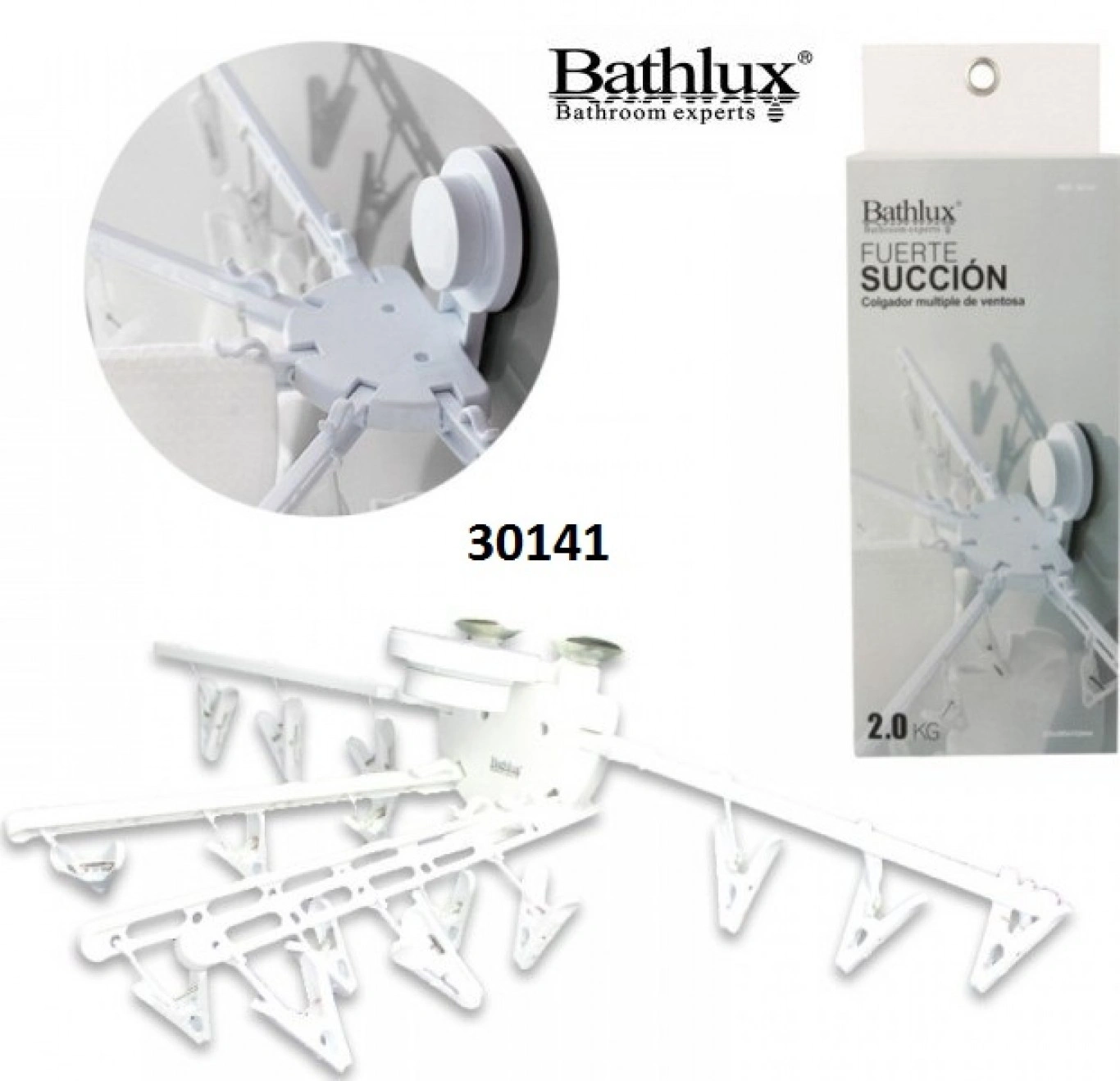 Ημικυκλική Απλώστρα Τοίχου με Μανταλάκια & Βεντούζα 30141 Bathlux 52.5x30.5x15.2εκ. Ημικυκλική Απλώστρα Τοίχου με Μανταλάκια & Βεντούζα 30141 Bathlux 52.5x30.5x15.2εκ.