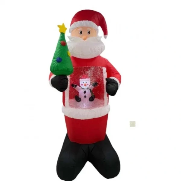 210εκ Μεγάλος Φουσκωτός Διακοσμητικός Άγιος Βασίλης με Χιόνι που Κινείται & Blower