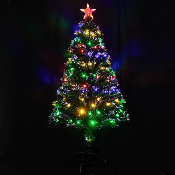 150εκ Αυτοφωτιζόμενο Χριστουγεννιάτικο Δέντρο Οπτικής Ίνας RGB 165 Led IP44