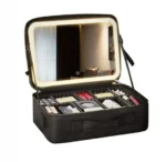 Βαλιτσάκι Μακιγιάζ από Συνθετικό Δέρμα με Επαναφορτιζόμενο LED Καθρέφτη 1200mAh 27x24x10cm