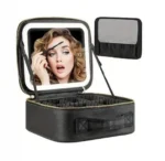 Βαλιτσάκι Μακιγιάζ από Συνθετικό Δέρμα με Επαναφορτιζόμενο LED Καθρέφτη 1200mAh 27x24x10cm