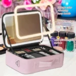 Βαλιτσάκι Μακιγιάζ από Συνθετικό Δέρμα με Επαναφορτιζόμενο LED Καθρέφτη 1200mAh 27x24x10cm