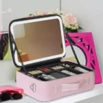 Βαλιτσάκι Μακιγιάζ από Συνθετικό Δέρμα με Επαναφορτιζόμενο LED Καθρέφτη 1200mAh 27x24x10cm