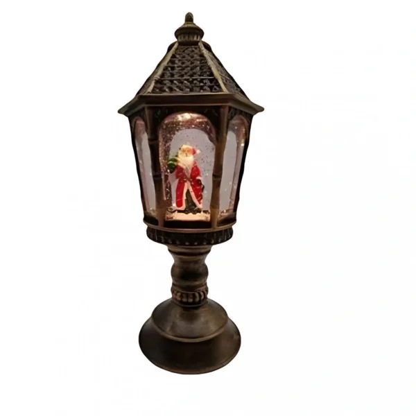Vintage Χριστουγεννιάτικο Φανάρι 31.5cm με Άγιο Βασίλη, LED Εφέ Νερού και Glitter