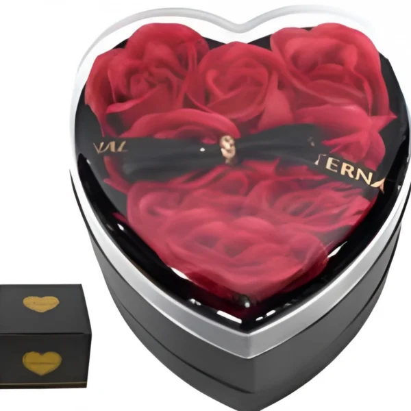 Κουτί Δώρου Πολυτελείας Καρδιά με Τεχνητά Τριαντάφυλλα & Θήκη Κοσμήματος 87682