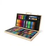 47.5×29.5×4.5cm Ολοκληρωμένο Σετ Δημιουργικής Ζωγραφικής Με Ξύλινη Βαλίτσα Μεταφοράς 180 Τεμαχίων