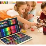 47.5×29.5×4.5cm Ολοκληρωμένο Σετ Δημιουργικής Ζωγραφικής Με Ξύλινη Βαλίτσα Μεταφοράς 180 Τεμαχίων