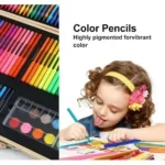 47.5×29.5×4.5cm Ολοκληρωμένο Σετ Δημιουργικής Ζωγραφικής Με Ξύλινη Βαλίτσα Μεταφοράς 180 Τεμαχίων