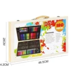 47.5×29.5×4.5cm Ολοκληρωμένο Σετ Δημιουργικής Ζωγραφικής Με Ξύλινη Βαλίτσα Μεταφοράς 180 Τεμαχίων