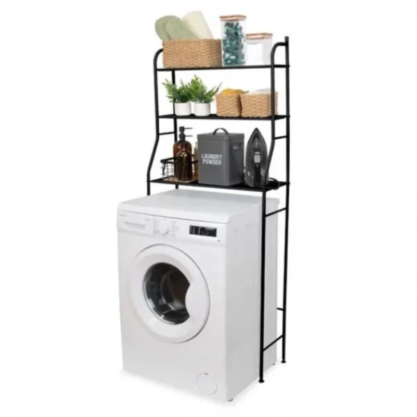 Μαύρη Μοντέρνα Μεταλλική Ραφιέρα Μπάνιου Τριών Επιπέδων Για Πλυντήριο