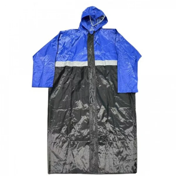 Μακρύ Αδιάβροχο - Αντιανεμικό τύπου Καπαρντίνα Long Fit με Κουκούλα & Ανακλαστικό One Size Blue Black Raincoat