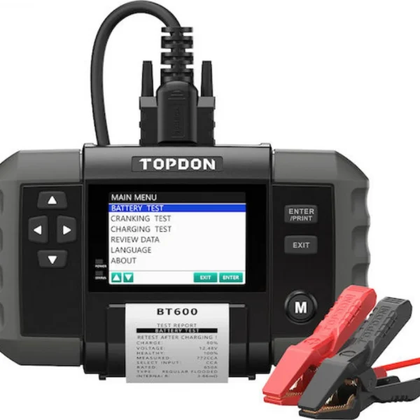 12V/24V Διαγνωστικό Μπαταρίας με Οθόνη 3.5″ & Θερμικό Εκτυπωτή Topdon TD-BT600
